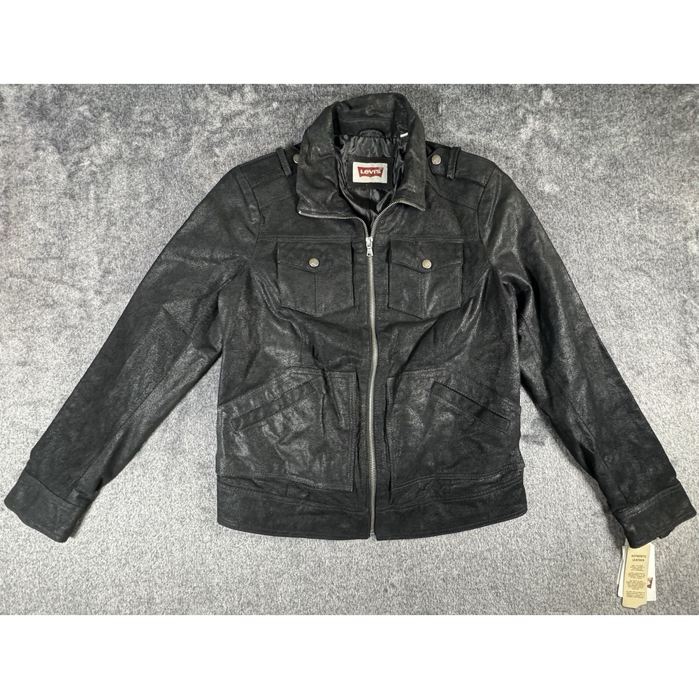Levi's Women's Sz 0EG 0X Black Suede Genuine Leather Moto Jacket Front Zip 2007
